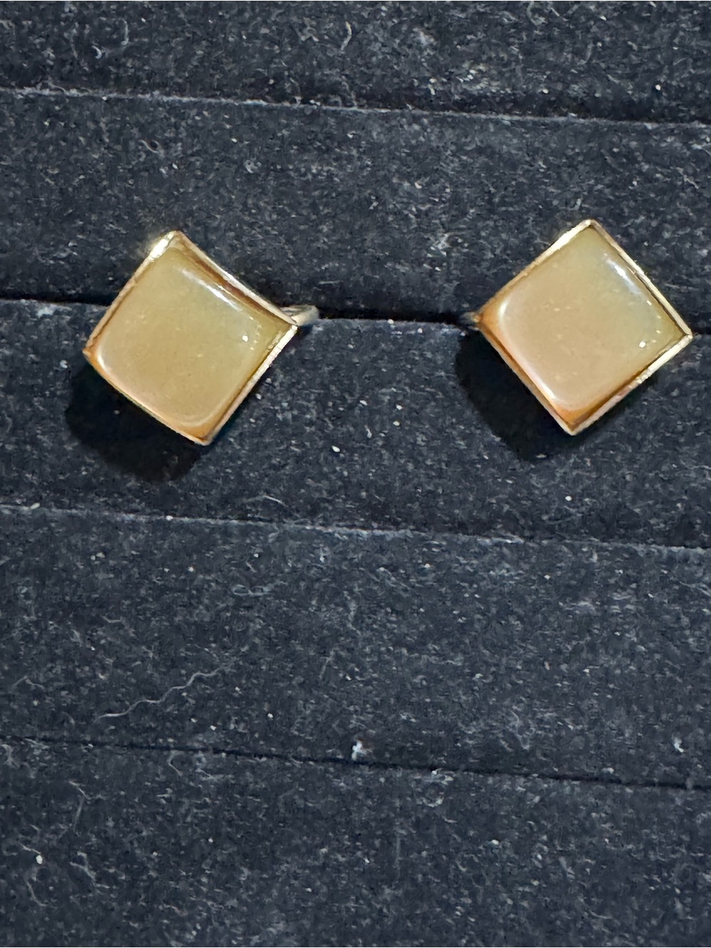 Vintage Butterscotch Square Thermoset Cabochon Earrings